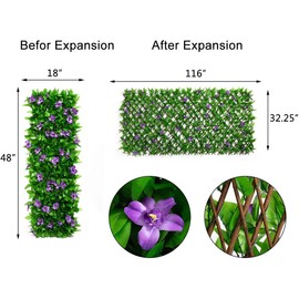 DOEWORKS Expandable Fence Privacy Screen for Balcony Patio Outdoor, Faux Ivy Fencing Panel for Backdrop Garden Backyard Home Decorations - 1PACK
