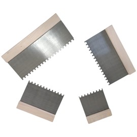 4 Stück Zahnspachtel Set 4/6/8/10 Zoll für Leim Bauarbeiten Verkleidungen und Keramik, Metall mit Holzgriff Zahnspachtel - Spachtel Set - Spachtel mit Stahlklinge
