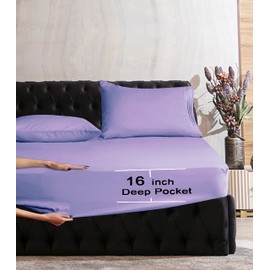 Elegant Comfort Luxurious Wrinkle Resistant 1500 Thread Count Egyptian Quality 1-Piece Fitted Sheet All Around Elastic -Deep Pocket- Ultra Soft Bottom Fitted Sheet, Full, Lavender