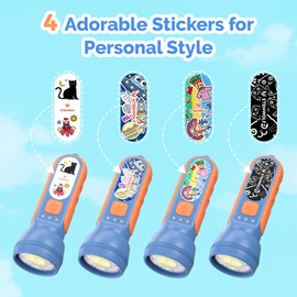 ETENWOLF L1 Flashlight Rechargeable, Mini Flashlight with Fun Stickers, 1500mAh Battery Adjustable Brightness with 6 Light Modes,IPX5 Waterproof Flashlight for Home, Camping and Emergencies, Blue