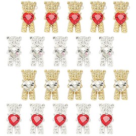 Abaodam 20pcs Bear Shaped Rhinestones for Manicure Cute Heart Design Nail Decorations Shiny Bear Patches for Nail Art Elegant and Unique Accessories for Various Occasions