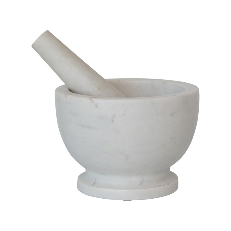 Creative Co-Op Marble Mortar and Pestle, White