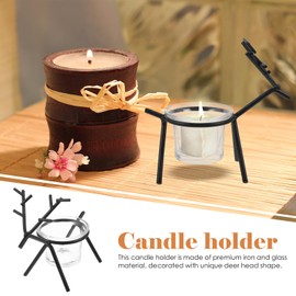 Dining Table Decor 2pcs Reindeer Tea Light Candle Holder Rustic Vintage Iron Candle Holders for Wedding Christmas Holiday Table Centerpiece Decoration Minature