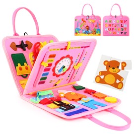 Hooku Busy Board for 1 Year Old, Montessori Toys for 2 Year Old, Baby Sensory Toys for Toddlers 1-3, Fine Motor Toys, Toddler Travel Toys, Toddler Learning Activities,Birthday Gifts for Baby Boy Girl