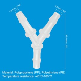 PATIKIL 1/9" Plastic Hose Barb Fitting, 4 Pack Y Shaped 3 Way Equal Barbed Joint Splicer Mender Union Coupler Adapter 1.5 Inch for Gas Liquid Air Line Tubing Pipe