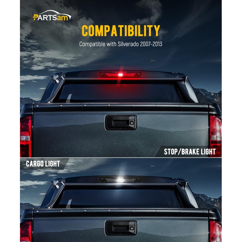 Partsam Eagle-Wing LED 3rd Third Brake Light with Strobe High