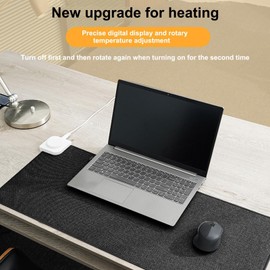 Heated Desk Pad, Electric Warm Desk Mat Adjustable Temperature, USB Warm Desk Pad Hand Warmer Smart Digital Display Extended Edition Gameplay Table Mat for Bedroom