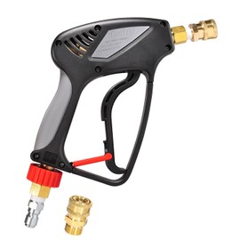 TOOLCY Pressure Washer Gun, Short Power Washer Gun, Commercial 5000 PSI / 10.5 GPM, Sturdy Design for Gas Power Washer, with 3/8" Swivel Plug & M22-14mm Male Fitting