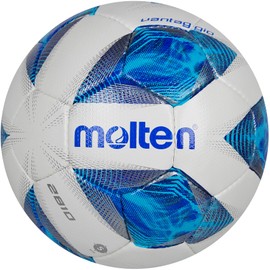 Molten Vantaggio 2810 Football, Superior Training Practice Ball, Durable Textured PU Leather, Size 5 - For Boys and Girls Aged 14 plus and Adults, Hi-Vis Blue Flame Design