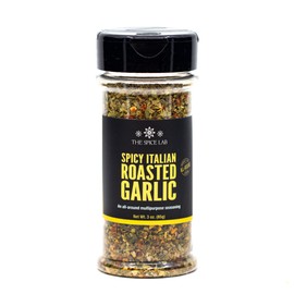 The Spice Lab Spicy Italian Seasoning with Roasted Garlic and Olive Oil - Perfect Spicy Bread Dip Seasoning - 3.4 oz - All Natural Kosher Gluten Free Italian Seasoning - 7606