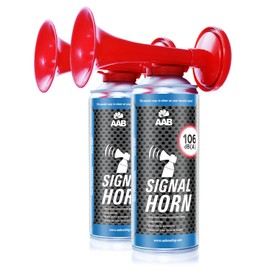 AABCOOLING Signal Horn 2 x Party Horn Noisemaker Non-Flammable 106 dB(A), Up to 120 Signals, Party Supplies, Birthday Horn, Football Flute, Compressed Air Horn Fanfare, Fun K5