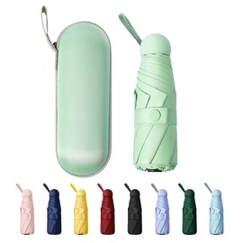 TIME LOVER Mini Windproof Folding Travel Umbrella, Sun & Rain Umbrellas, Compact Portable for Women Men (Light green)