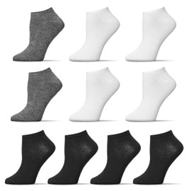 MeMoi Low Cut Womens Socks Bulk Pack - Moisture Wicking Socks for Women, 10 Pairs of Womens Socks Size 9-11 - Black Marled