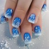 Blue Christmas Press on Nails Short Square Fake Nails with
