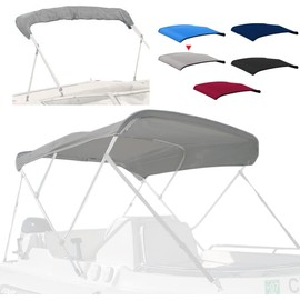 Seapisode 4 Bow Marine Grade Fade and Crack Resistant Bimini Top Replacement Cover, Heavy-Duty Waterproof and UV-proof Sun Shade Boat Canopy, Easy Install Zipper Sleeve Boat Awning/Without Frame, Grey