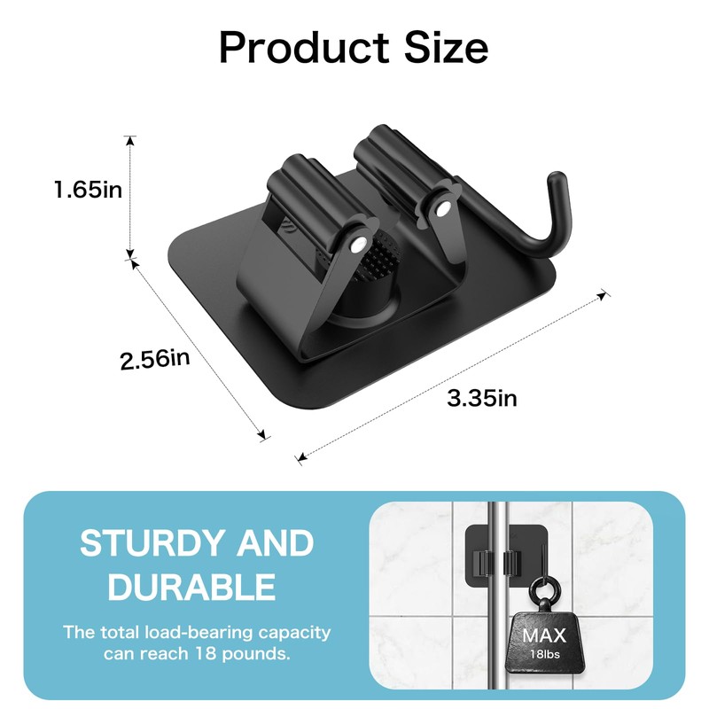 nacena 4 Pack No Drill Self Adhesive Broom Mop Holder