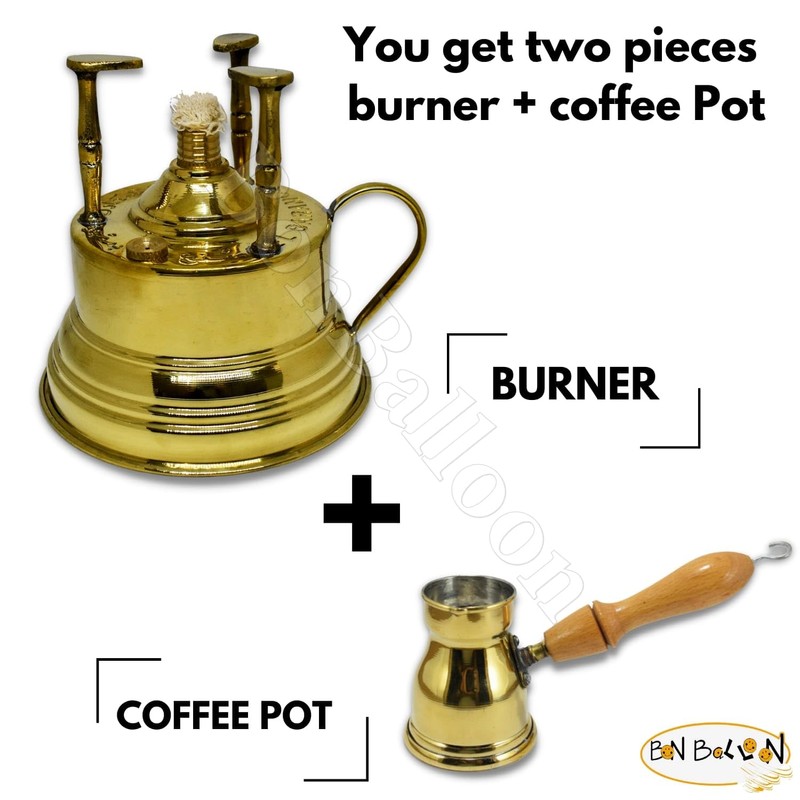 Al Bramony Brass Greek Turkish Coffee Maker Burner Table Top