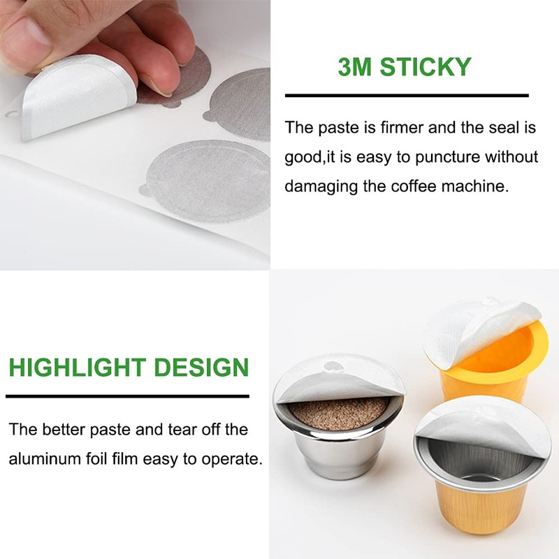 PHMEZLF 100Pcs Aluminum Espresso Lids Foil Sticker Seals for Reusable
