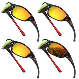 4 Pairs Men Polarized Sunglasses with UV Protection Driving Glasses Sports for Sport Outdoor Activities (Romantic Colors)