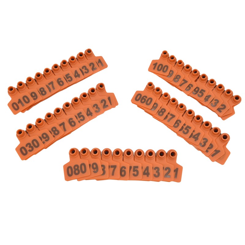 100Pcs TPU Pig Cow Ear Tag with Number 001‑100 Ear