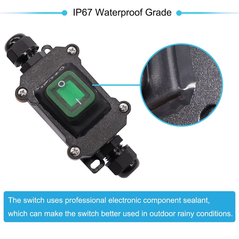 Hmknana IP67 Waterproof Inline Cord Switch 12V DC 20A DPST