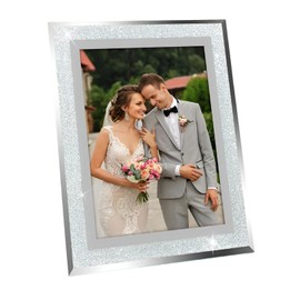 Charmoon Glass Picture Frame, 2L Size, Glitter, Glitter, Picture Frame, Silver, For Both Vertical and Horizontal Use