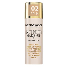Dermacol Dermacol Infinity Makeup and Concealer, Multi-Use, Super Coverage, Photo-Friendly, Hypoallergenic, Waterproof, Touch-Proof, Non-Occlusive, SPF 15, No. 02