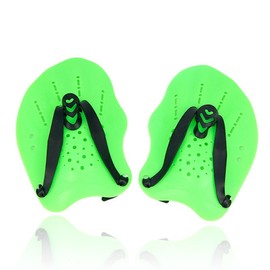 Adult and Junior Swimming Hand Paddles, 1 Pair Equipment and Kit for Training aid in Pool, Build Strength, Easy to fit, for Novice and Professional Use, Fluorescent Green