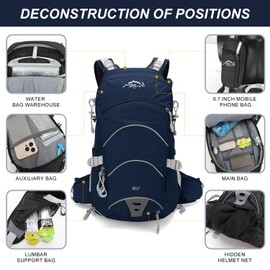 IX INOXTO Hydration Pack,20L Hydration Backpack, Hiking Internal Frame Backpacks with 2L Hydration Water Bladder and Rain Cover, for Cycling,camping, hunting,Ski, Snow for Men, Women (dark blue)