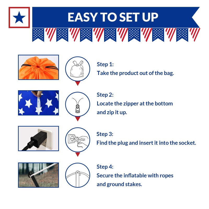GOODENY Patriotic Inflatable 5.4FT USA Star 4th of July Inflatable