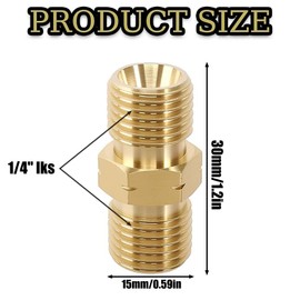 Pack of 4 Brass Gas Hose Connectors Double Nipple 1/4 Inch AG Left, Gas Adapter, DN8 lks Double Nipple Coupling Propane Acetylene Gas Hose Male Thread for Air Conditioning Solar Systems Sanitary