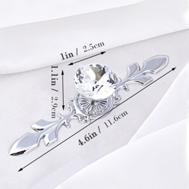 Qianxihu 4Pcs Diamond Drawer Knobs Plate Crystal Cupboard Door Handles Drawer Knobs Plate with Silver Wardrobe Glass Knobs Plate for Bedroom Decoration