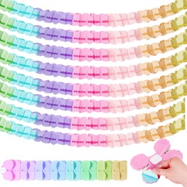 ChAusa 8 Pcs Four-Leaf Paper Garland Decorations 10 ft Reusable Streamers Hanging Paper Flowers Party Decorations for Birthday Wedding Home Decor (Light Color)