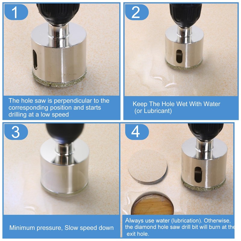 Jamiikury 4-1/2" / 115mm Diamond Glass Hole Saw with Center