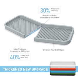 EG-SIPRO Sink Organizer Tray,Sponge Holder for Kitchen, Bathroom Counter Tray Sponge Caddy Silicone Soap Holder for dispenser, Bottle, Dishwashing Accessories(2-pack)