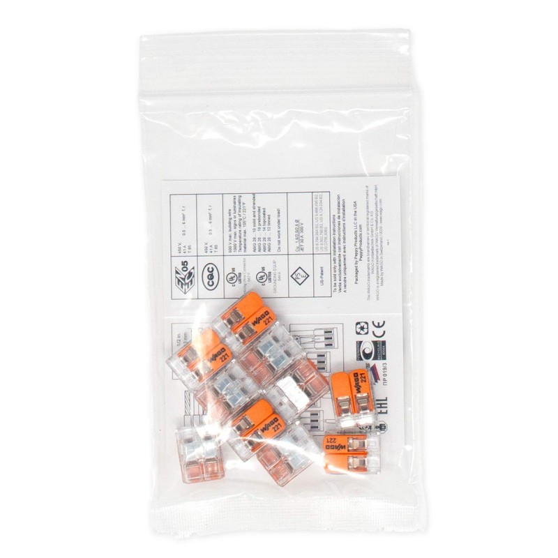 Wago 221-612 LEVER-NUTS 10AWG 2 Conductor Compact Wire Connectors 10