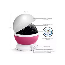 Vimi - Lampara de Noche Mesa Proyector De Estrellas Niños USB O Pila (Negro)