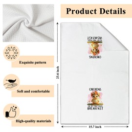 Farmhouse Kitchen Dish Towel Tea Towel Dishcloths Sets of 4, Farm Decor, Farm Animal Hand Towels, Funny Kitchen Dishcloths, Drying Cloth Hand Towels for Kitchen Cooking Baking Bathroom, 16 x 24 Inch