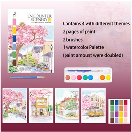 NaiHey Watercolor Painting Books, Watercolor Painting Coloring Kit for Relaxation Watercolor Painting Set Art Craft Presentfor, for Adults Beginners, Line Sketch Watercolor Coloring Paper