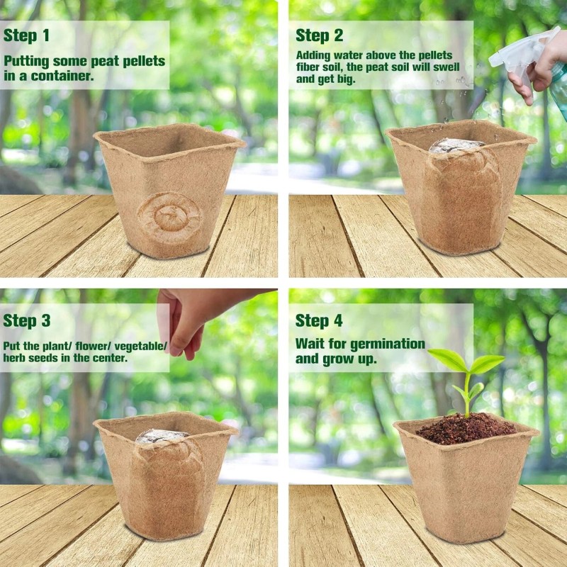 ZeeDix 30mm 50Pcs Compressed Peat Pellet Fiber Soil Plant Seed