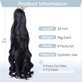 24 Inch French Curl Braiding Hair Pre Stretched 6 Packs Loose Wave Bouncy Braiding Hair Spiral Curly Braids Hair Extensions (P27/613)