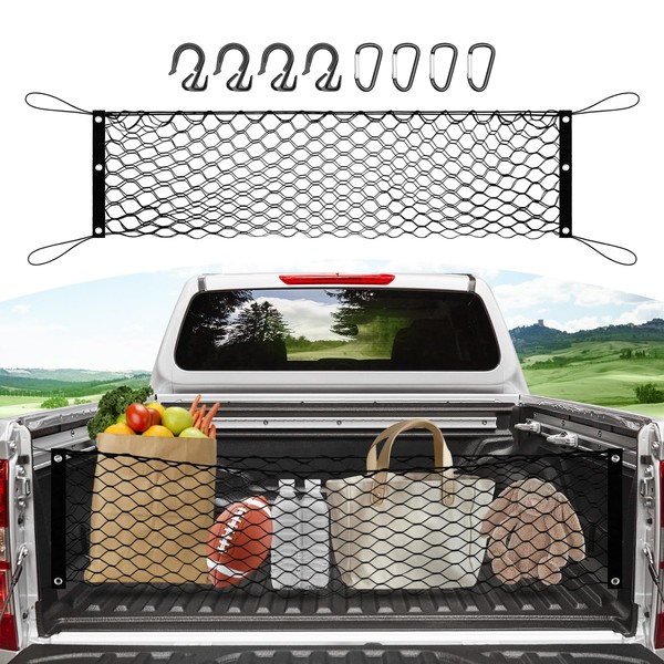 FIILINES Truck Bed Cargo Net Compatible with Rivian R1T/ R1S 2022 2023 2024 Envelope Style Truck Net for Rivian Pickup Accessories Truck Bed Net