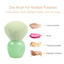 Powder Makeup Brush, Blush Brush, Makeup Powder Brush, Face Brush for Loose or Pressed Fixing Powder, Bronzer Brush, Powder Brush, Portable Blush Brushes with Plush Fibres (Green)