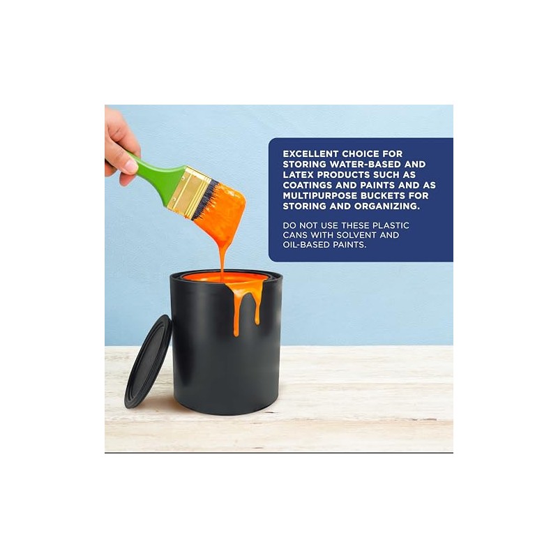 Master Elite 1 Quart Empty Plastic Paint Can Bucket, Pack