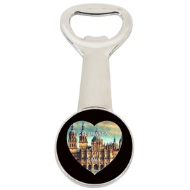 Salamanca Spain Travel Souvenir Destination Heart Shape Design Magnetic Bottle Opener Single