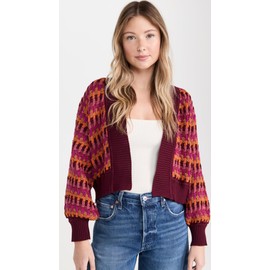 Dress To Women's Nubis Knit Cardigan, Colorful, Pink, Print, L