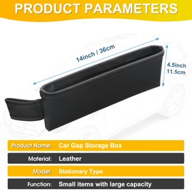 BubabyZZ 2 Pack Update Car Seat Gap Filler Organizer Leather Console Storage Box Front Side Pocket Seats Organizers Filler Interior Car Accessories for Phone Wallet Coin Key Sunglasses (Black)