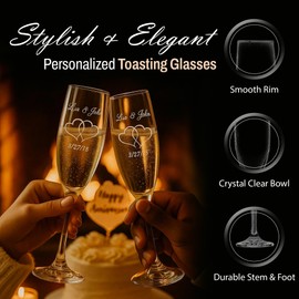 GIFTS INFINITY UV Printed Happy 50th Birthday Champagne Flutes Set of 2 Toasting Glasses (50-3)