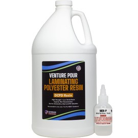 Premium Polyester Resin 1 Gallon + MEKP Hardener, Low Viscosity Coating for Laminating Fiberglass mat, Biaxle & Cloth for Boats, RV, Car & Truck Exterior Canoe Surfboards, Hard, Non-Tacky Finish