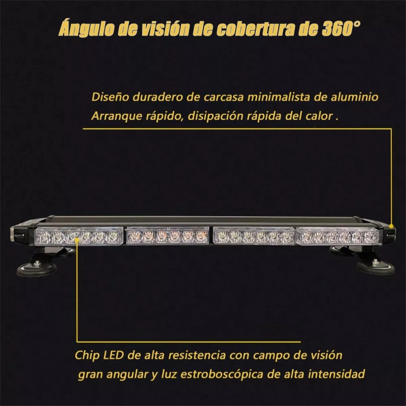 PUNKZZ Barra Torreta Estrobo Codigo Leds Con Base Magnética 26